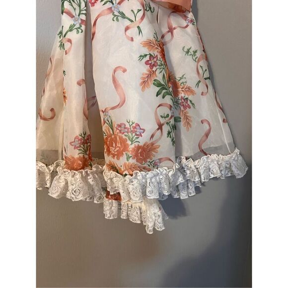 Disney D-Signed Girl's S Beauty & The Beast Lace Trim Pink Floral Dress Formal - Picture 4 of 8